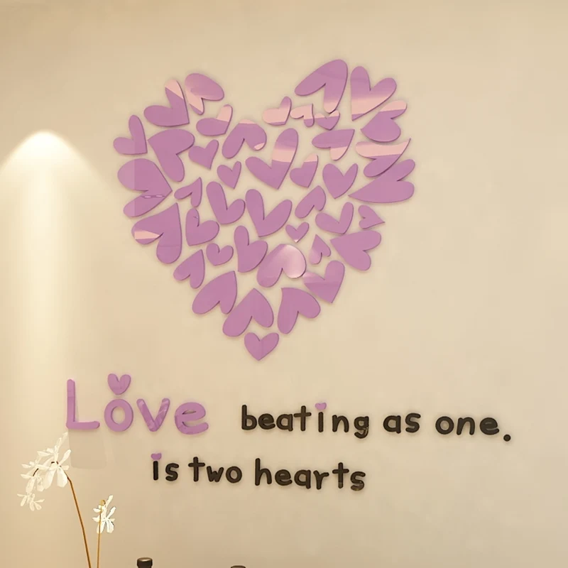 Romantic Loving Hearts 3D Acrylic Wall Sticker Wedding Room Decor Living Room Bedroom Kitchen Wall Stickers DIY 3D Stickers Romantic Loving Hearts 3D Acrylic Wall Sticker Wedding Room Decor Living Room Bedroom Kitchen Wall Stickers DIY 3D Stickers