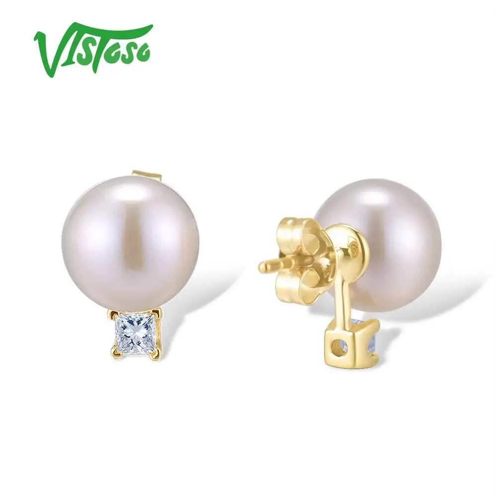 Женские серьги из желтого золота VISTOSO Pure 14 к 585 пробы со сверкающими бриллиантами