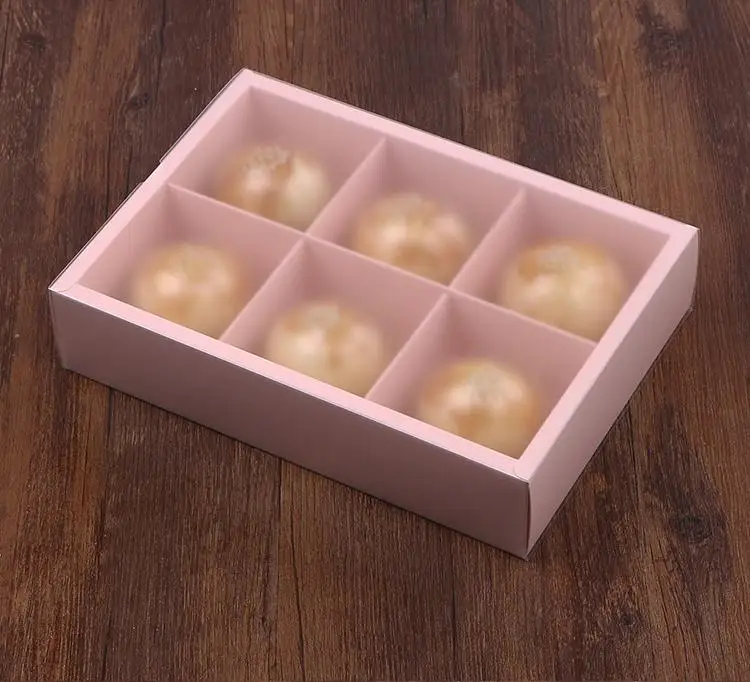 Розовые бумажные коробки с ПВХ шоколадные вечерние печенья mooncake бисквит упаковочные бумажные коробки 100 шт \ Лот SN1345