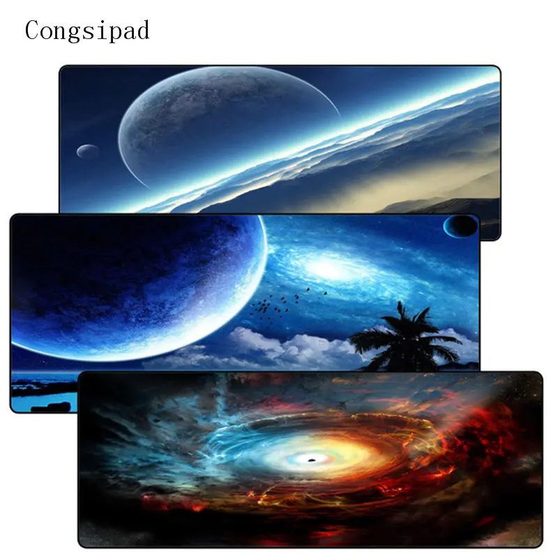 Congsipad Large Gaming Mouse pad Mousepad Star Space Waterproof Extended Lock Edge Computer Desk No