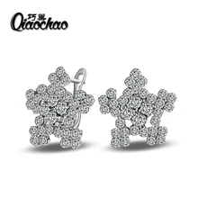 Fashion 925 Sterling Silver Small Earrings Luxury Cubic Zirconia Hoop Earrings Women Ear Jewelry Double Crystal Earring