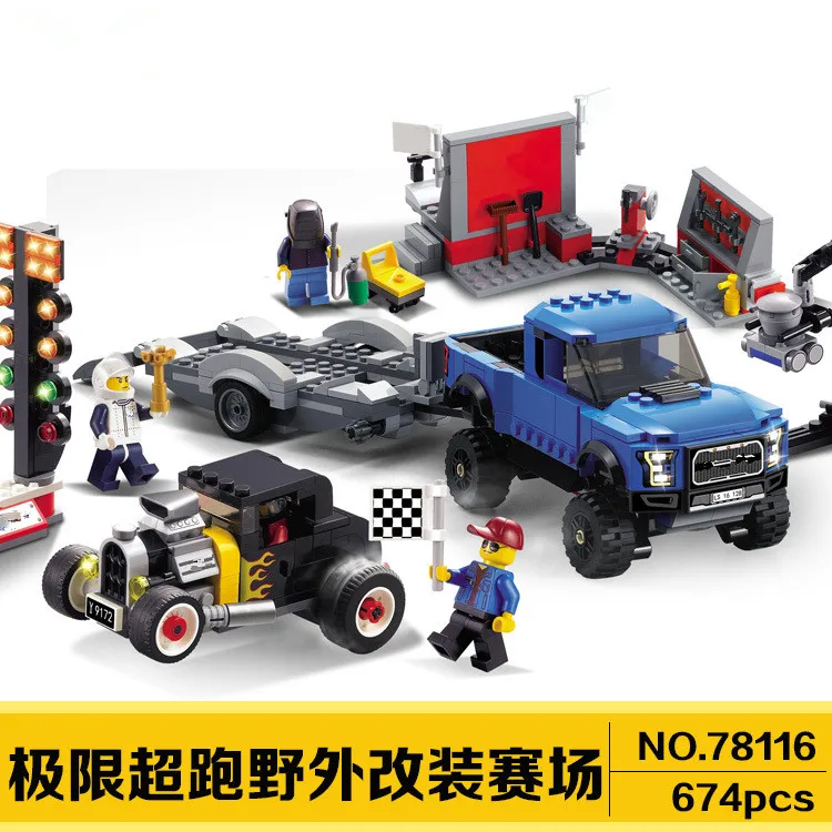 

Compatible With 75875 Decool 78116 674pcs Speed Champions Building Blocks F-150 Raptor & Model A Hot Rod Bricks