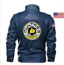 Мода козьей BULTACO CEMOTO кожаная куртка Тонкий кожаный мужская куртка брендовая одежда + Вышитая эмблема
