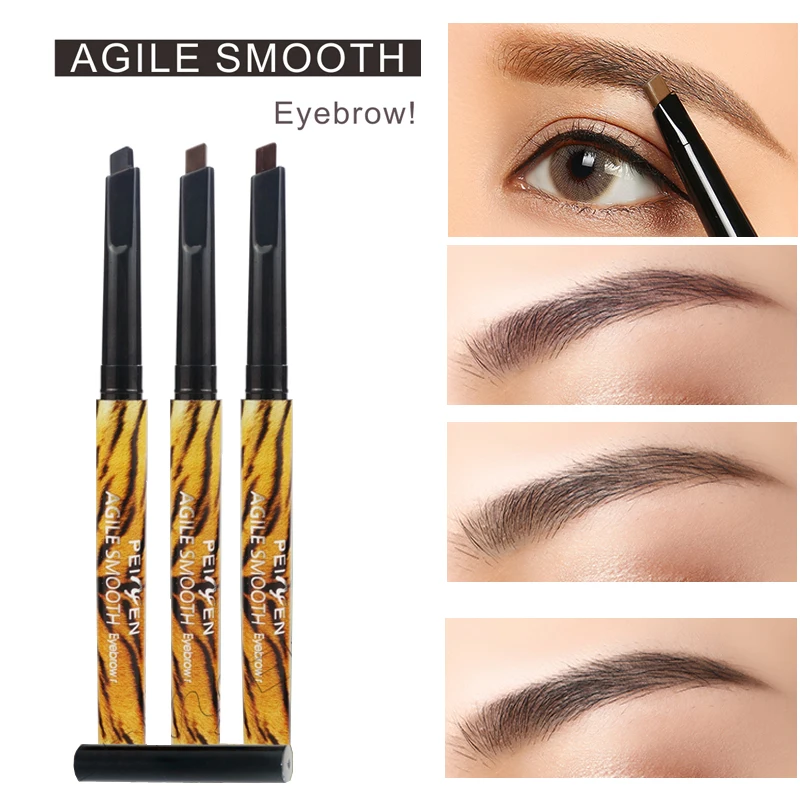 

PNF Professional Long Lasting Waterproof Automatic Eyebrow Pencils Cosmetics Black Brown Smooth Easy to Wear Makeup Eye Brow Pen