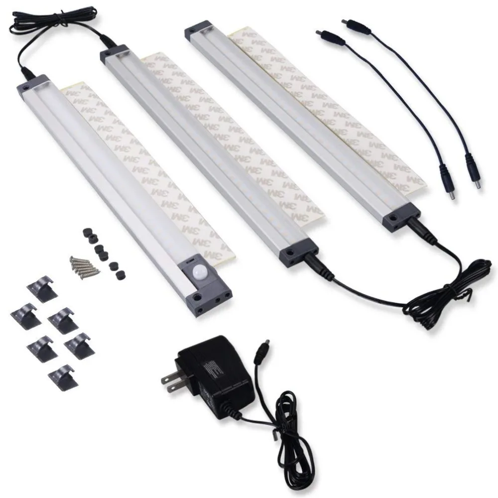 

Motion Sensor LED Under Cabinet Light Kit LED night Light Fixture in Aluminiun 12V for Under Kitchen Cupboard Cabinet Lamp
