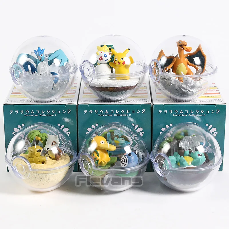 

Anime Cartoon Articuno Togepi Charizard Squirtle Psyduck Poliwrath Cubone Sandshrew Terrarium Collection Figures Toys 6pcs/set