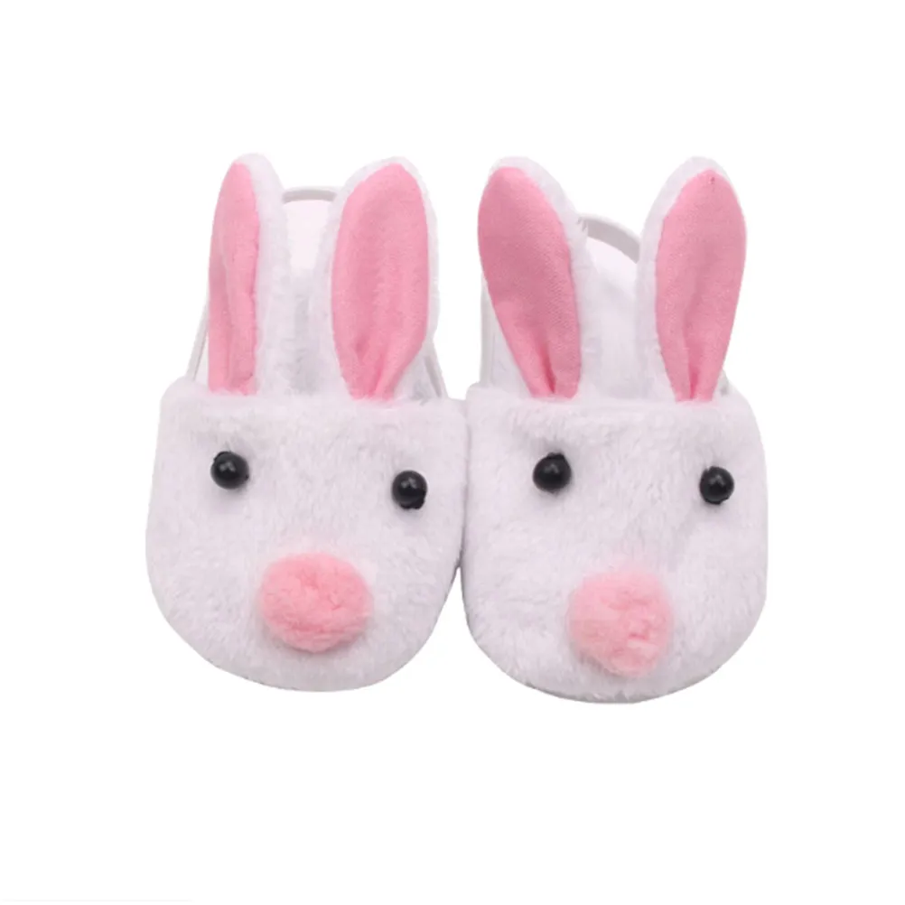 

1Pair Doll Shoes Cute White Felt Slippers For 43cm 18inch Girl Shoes Dolls Shoes Dolls Accessories
