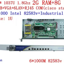 6* lan сеть 1U сервер брандмауэра PC c1037u 6* Gigabit 82583v 2G ram 8G SSD Поддержка ROS RouterOS Mikrotik PFSense Panabit Wayos