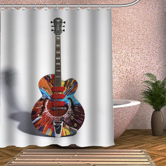 Guitar Shower Curtain Eco friendly Modern Fabric polyester Custom Bath