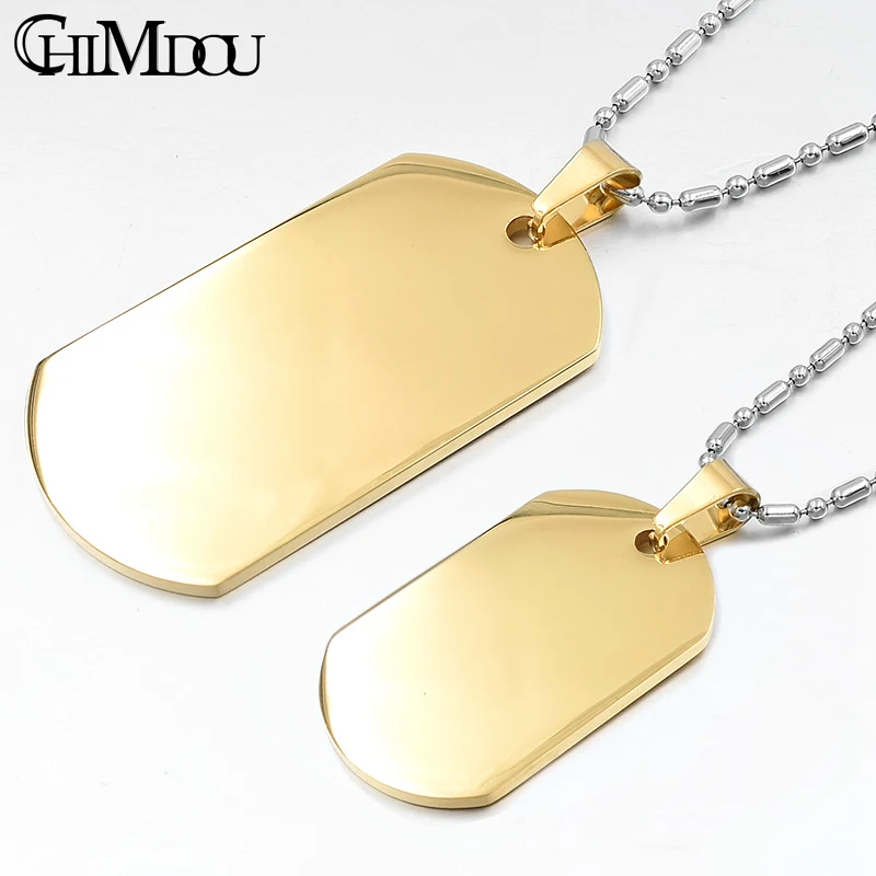 

CHIMDOU 2019 Gold Color Dog Tag Stainless Steel Pendant Necklace metal stamping blanks tags military Soldiers rock KJP22