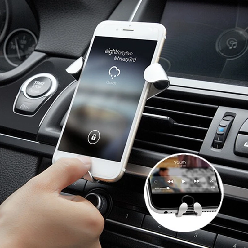 

Baiscxst Gravity Reaction Car Mobile Phone Holder Clip Type Air Vent Monut GPS Car Phone Holder For LETV Doogee Elephone Archos