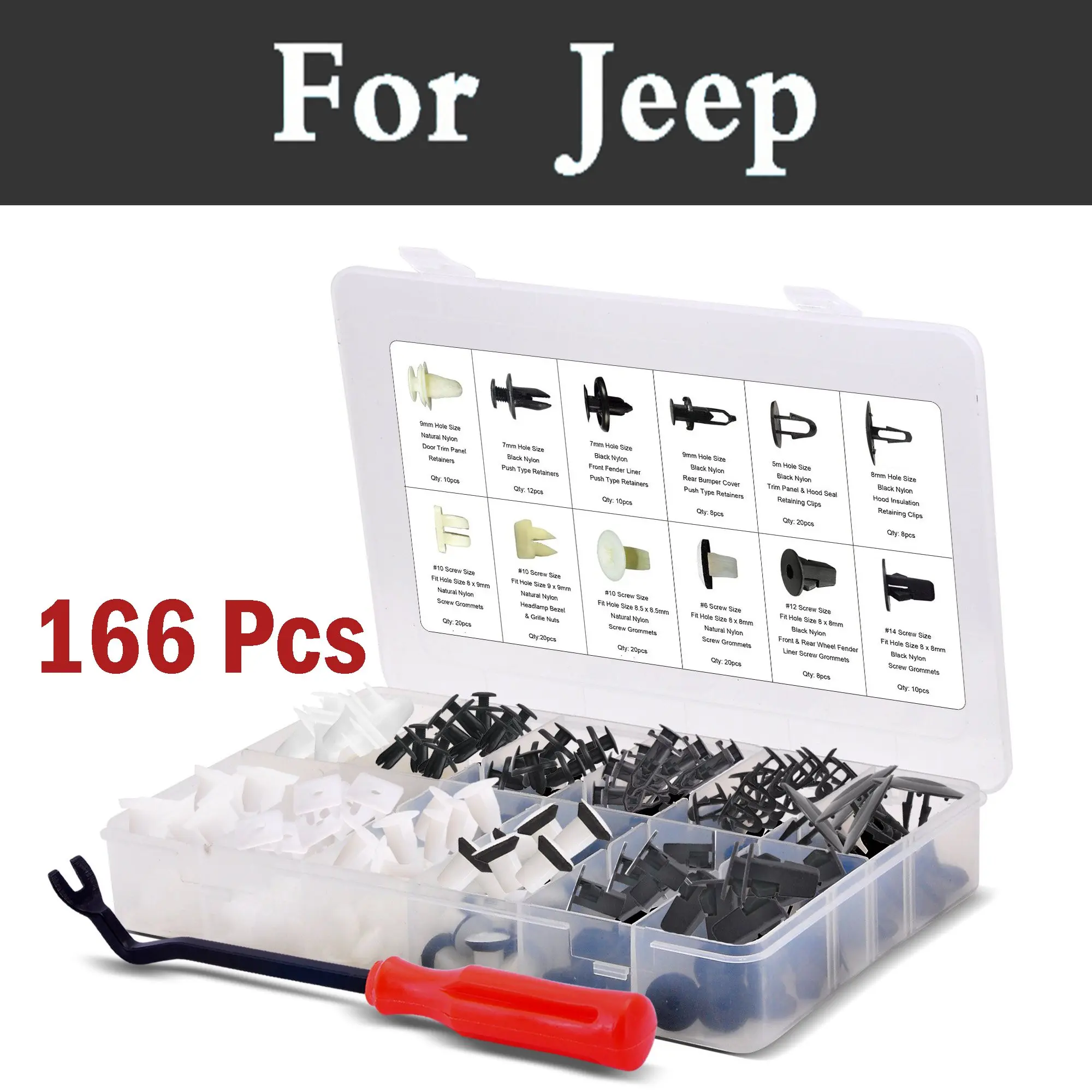 166pcs Push Retainer Kit And Free Fastener Remover,Assortment Clips Set