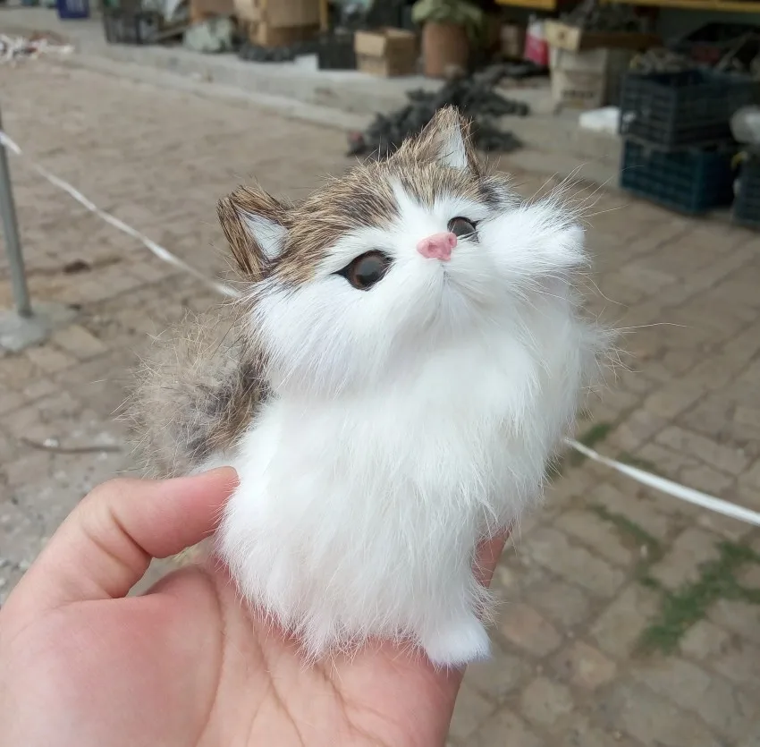 

about 10x9cm gray head white cat model, polyethylene&furs handicraft Figurines home decoration toy gift a2775