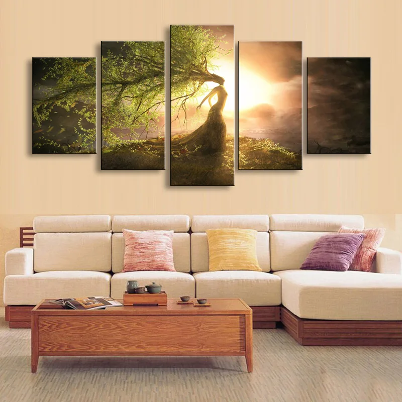 5 pieces high-definition print Fantasy art Pixelate canvas painting poster and wall art living room picture PL5-186 (1)