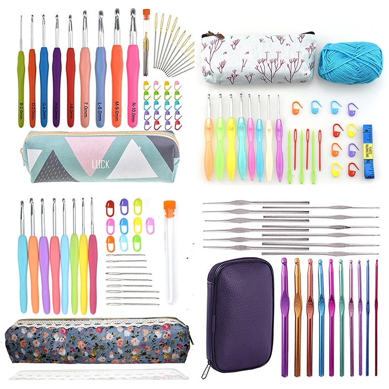 

13 Styles Set Crochet Hook Set With Yarn Knitting Needles Sewing Tools Set Knit Gauge Stitch Holder Hook For Knitting Home