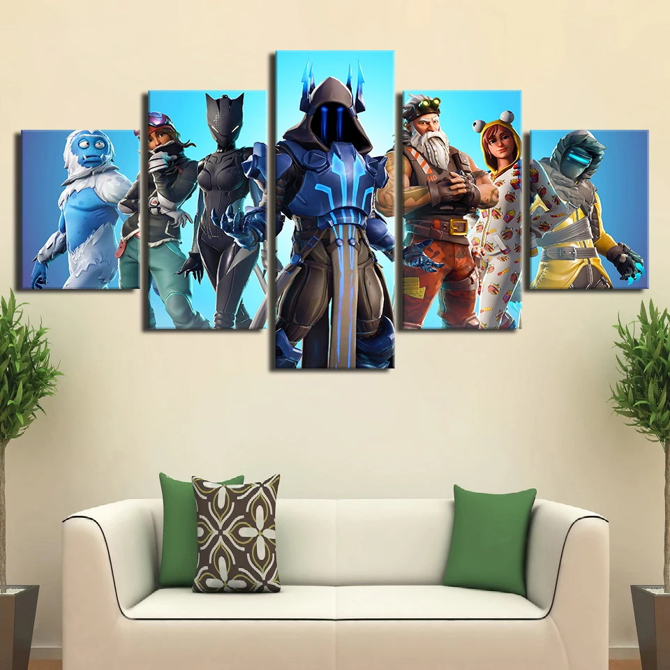 Home-Decoration-Canvas-Prints-Game-Figures-Painting-5-Pieces-Cartoon-Pop-Pictures-Modular-Living-Room-Wall