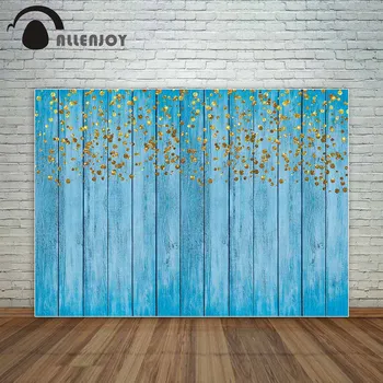 

Allenjoy camera photography photocall golden sequin blue wooden vintage Polka dots photographic backdrops for photo studio
