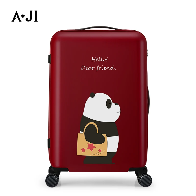

AJI Women Travel Tolley Case Luggage Suitcase Spinner Mute Wheels Rolling Luggage PC Material Carry Ons 20 24 Inch A7009