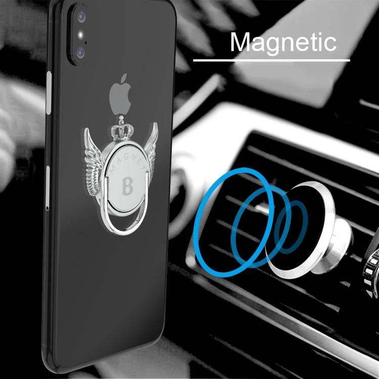Luxury 360 Degree Metal Finger Ring Holder magnetic Car Mount Holder For iPhone X 8 7 Mobile Phone Tablets Samsung S9 S8
