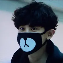3 шт Черный Анти-пыль хлопок милый медведь рот маска Kpop EXO Chanyeol Чан Ёль