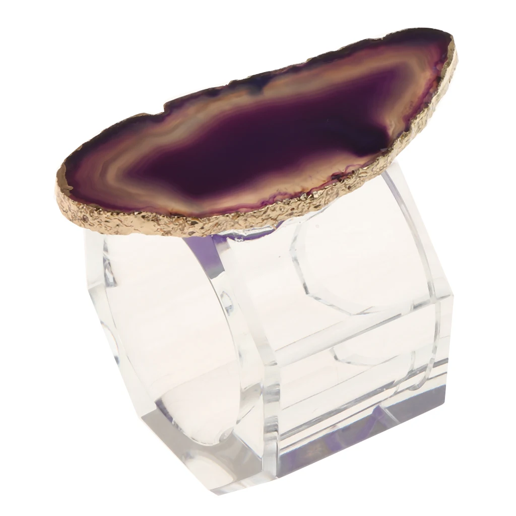 Crystal Napkin Serviette Ring Holders Table Adornment Party with Agate Decor