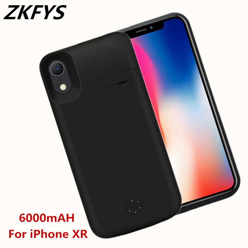 

ZKFYS 6000mAh Silicone Shockproof Power Bank Cover For iPhone XR High Quality Fast Charger Cover Back Clip Battery Case