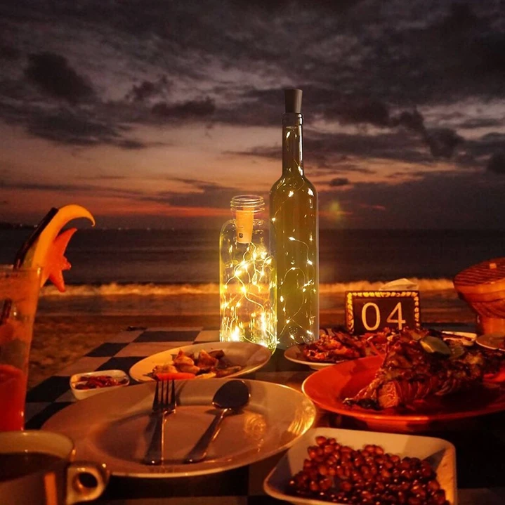 Garrafa de Vinho Festa de Casamento de Natal Luz em Forma de Cortiça para Casa String Peça Incluído Baterias Lâmpadas Rolha Led Luz 50 7 lâmpadas led garrafa de vinho rolha luz