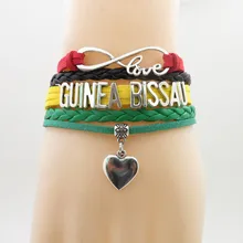 Бесконечная любовь в виде страны, подвеска для браслета в форме сердца, национальный флаг, зеленые браслеты и браслеты для женщин и мужчин