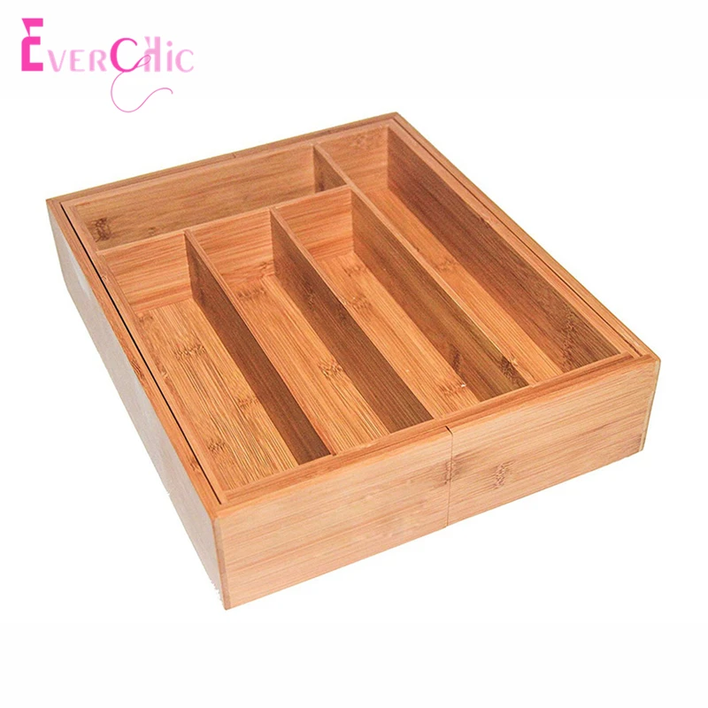 

5/6/7-Grid Kitchen Non-Retractable Bamboo Cutlery Tray Storage Box Tableware Storage Box Kitchen Jewelry Tools Drawer Organizer