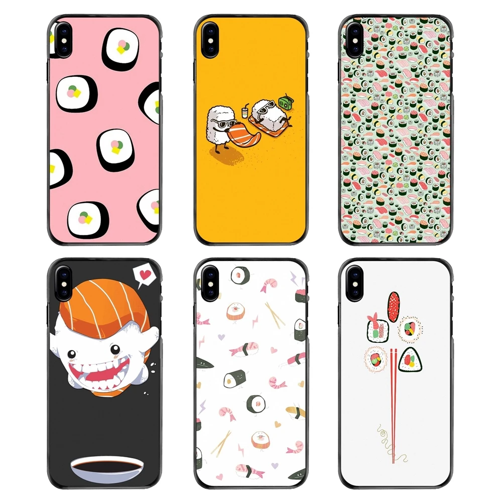 For Samsung Galaxy Note 2 3 4 5 S2 S3 S4 S5 MINI S6 S7 edge S9 S8 Plus Hard Phone Skin Case Cover Types of Sushi Print Wallpaper |