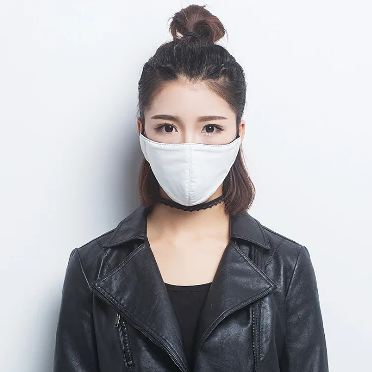 Трехмерная маска из искусственной кожи в Корейском стиле; Маска для верховой езды; сезон осень-зима; Ветрозащитная маска для защиты от пыли и дождя - Цвет: White
