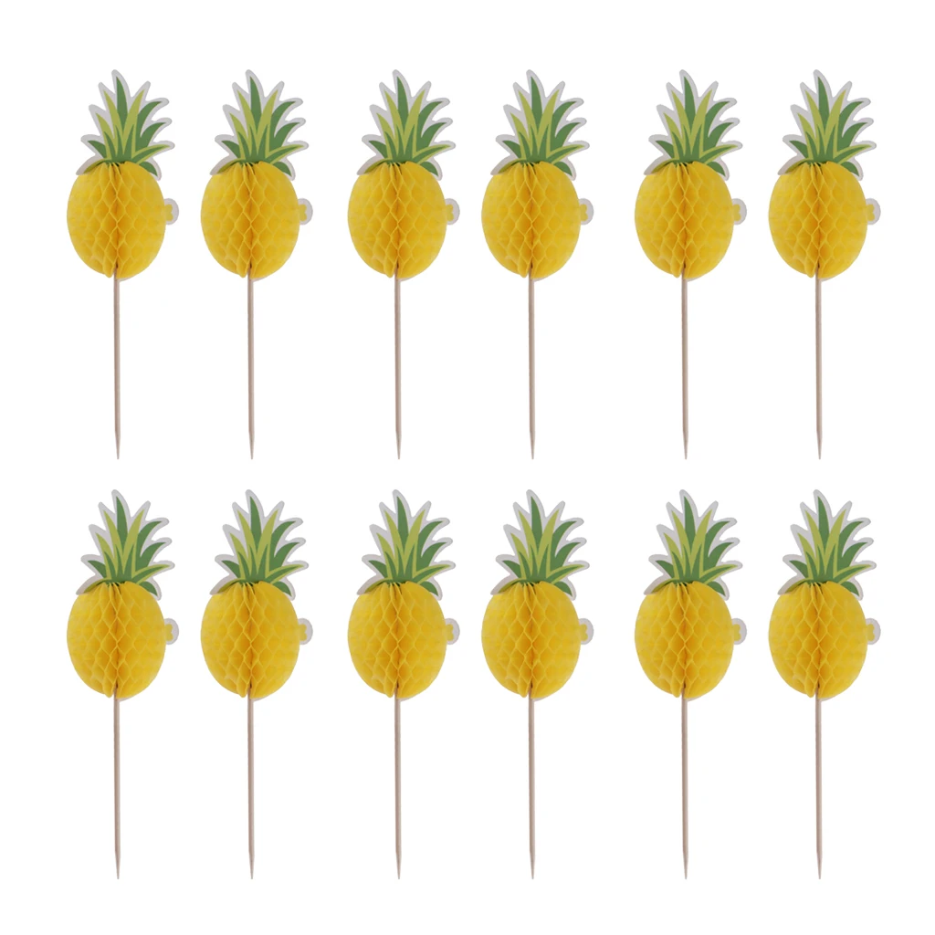 MagiDeal 24pcs Hawaiian Flamingo Pineapple Cupcake Picks Cake Toppers Baby Shower Kids Birthday Cocktail Party Decor