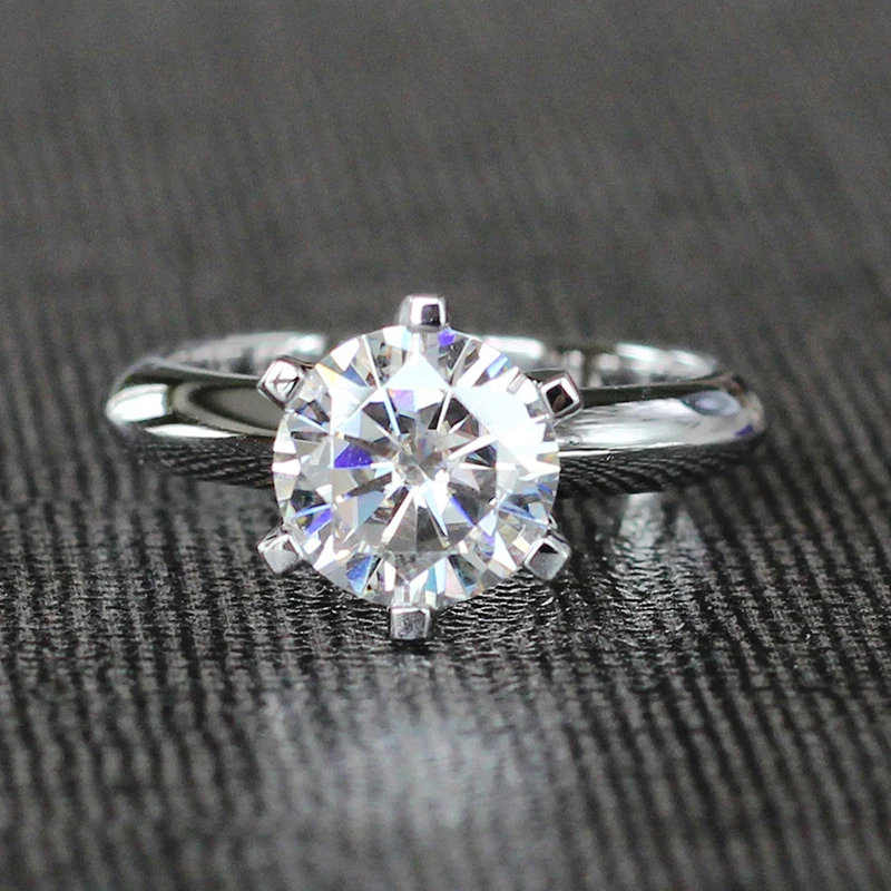 Transgems Solitare Ring 14k White Gold Center 0.5ct to 1.5 carat F Color Moissanite Engagement Ring For Women цена Transgems Solitare Ring 14k White Gold Center 0.5ct to 1.5 carat F Color Moissanite Engagement Ring For Women цены онлайн