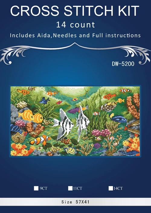 

BOBO sea fish Cross stitch Higher quality Similar DIY DMC 14CT unprinted Cross stitch,Sets For Embroidery kits