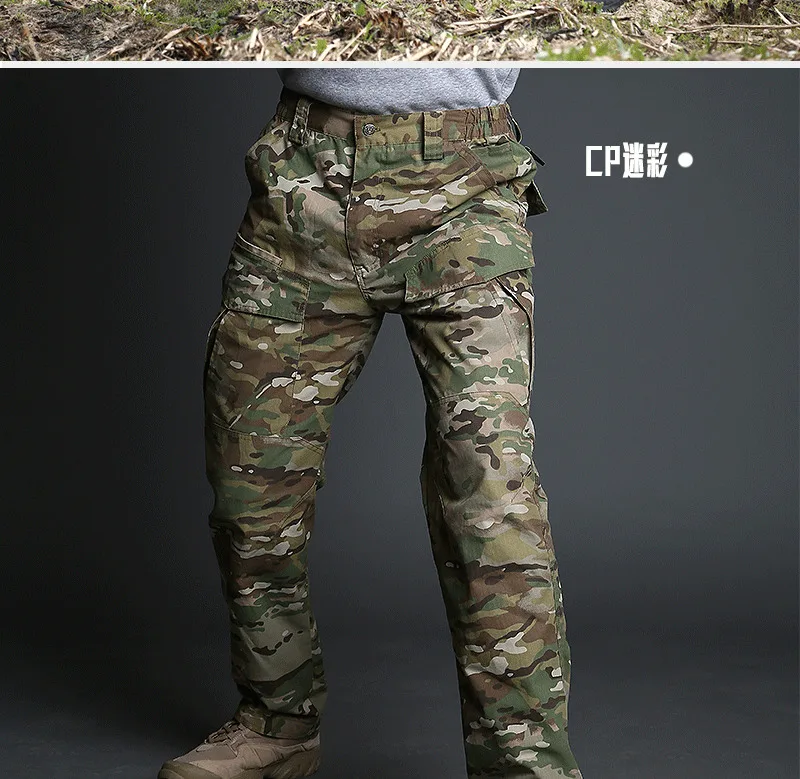 militar camuflagem macacão multi-bolso calças