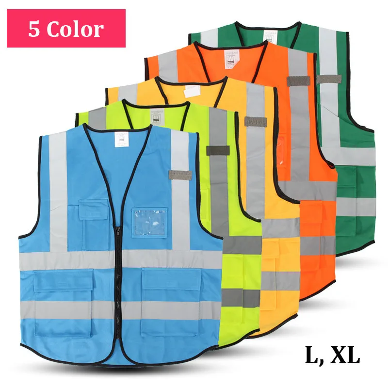 

High Visibility Clothing Clothing Safety Reflective Vest L,XL,5 Color Night Work Security Traffic Cycling