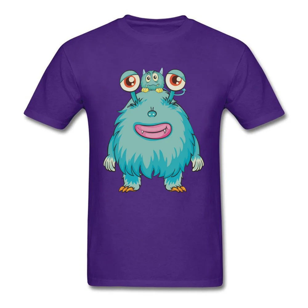 Cute Monster Tops & Tees Oversized Round Neck Custom Short Sleeve Pure Cotton Men T-shirts Street Clothing Shirt Cute Monster purple