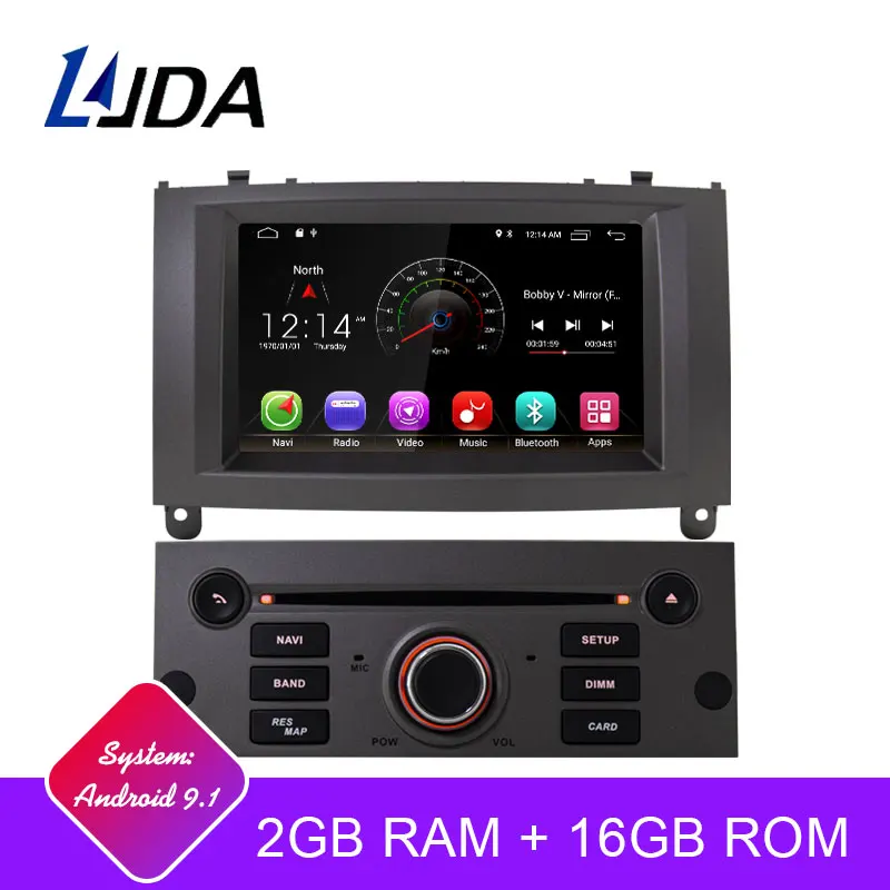LJDA 1 Din Android 9,1 Car Radio para Peugeot 407, 2004-2010 reproductor Multimedia estéreo Auto GPS de Audio navegación DVD vídeo IPS