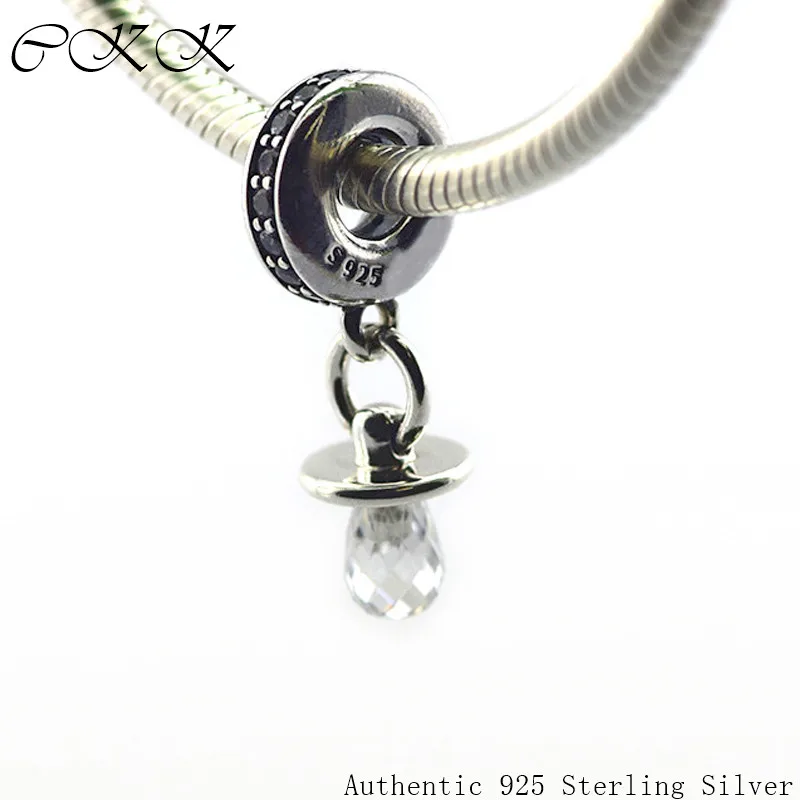 

Fit Pandora charms Bracelets 100% 925 Sterling Silver Pacifier Bead With Clear CZ DIY Fine Jewelry YL381