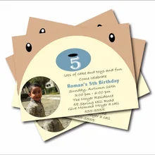 14 шт./партия, милый медведь, лицо приглашения на день рождения, пользовательский Лесной детский душ, приглашает детей, поставщик праздничных украшений