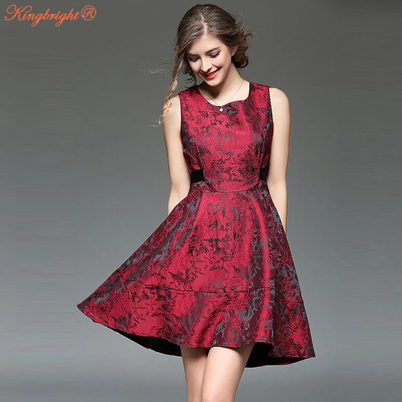 Wine Red Green 2017 Spring New European Fashion Women Midi Dress Lady