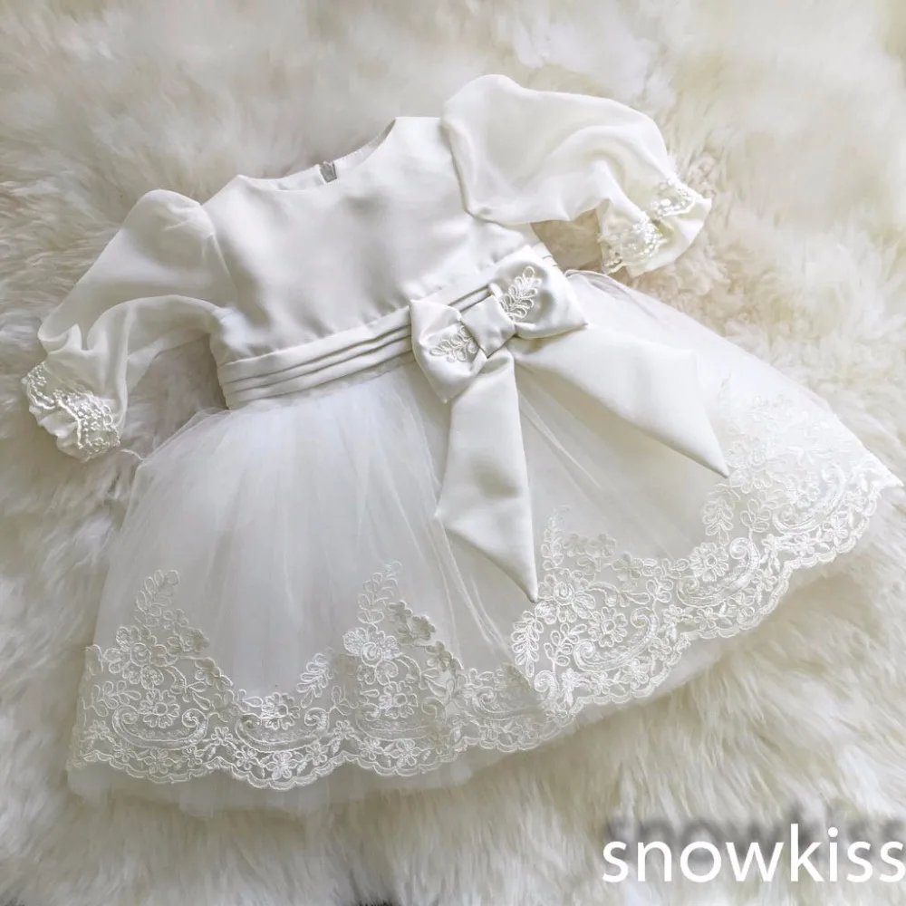 New vintage whiteivory christening gowns for infant baby boy girls toddler lace satin ankle-length baptism dress with bonnet