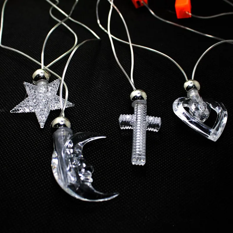 Светодиодный светильник, мигающее хрустальное ожерелье, многоформенные мигающие подвески для детей, праздничное платье для девочек, Декор, косплей, Хэллоуин