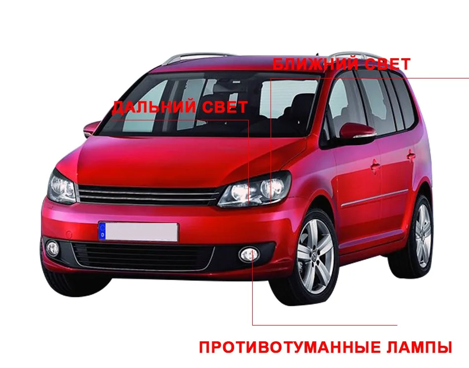 Для VW TOURAN HLXG 2 шт H7 светодиодный 360 фар Conversion Kit лампы 72 W 10000LM с вентилятором высоких или низких с декодером Canbus 6000 k