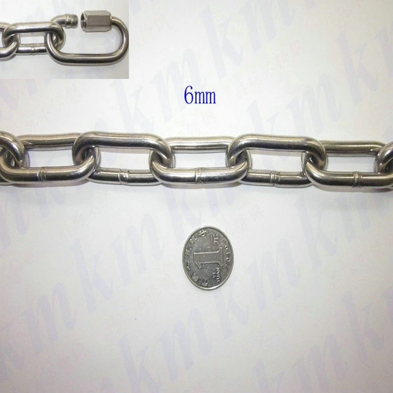 304 Stainless Steel Long Link Lifting Chain 6MM Diameter 10 Meters
