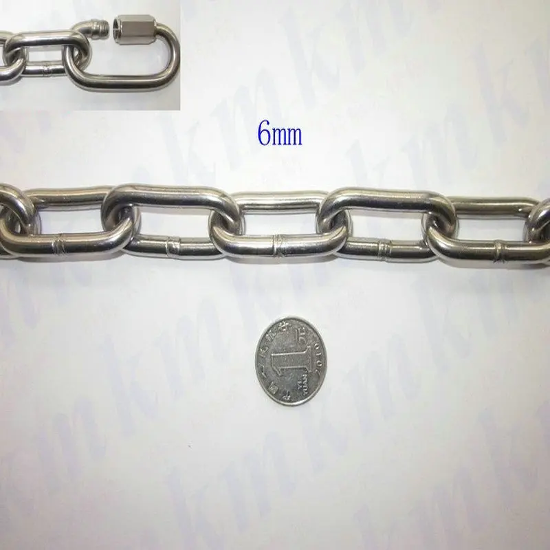

Wholesale ordinary 304 stainless steel 6MM diameter long link chain lifting use stainless steel chain