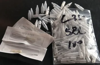 

New Arrival 5RL Pre-sterilized Disposable 100Pcs Permanent Makeup Tattoo Tips Nozzles +100Pcs Needles for Makeup Eyebrow