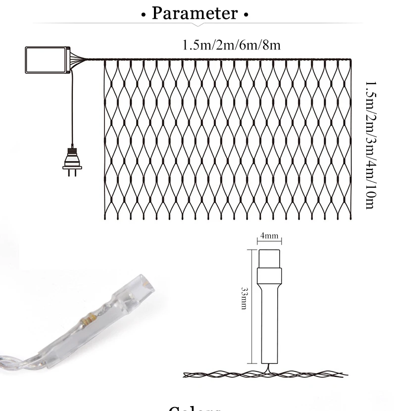 3 м * 2 м светодиодный сетчатый светильник, открытый сетчатый Рождественский свет, водонепроницаемый Пейзаж, свадьба, праздник, Рождество