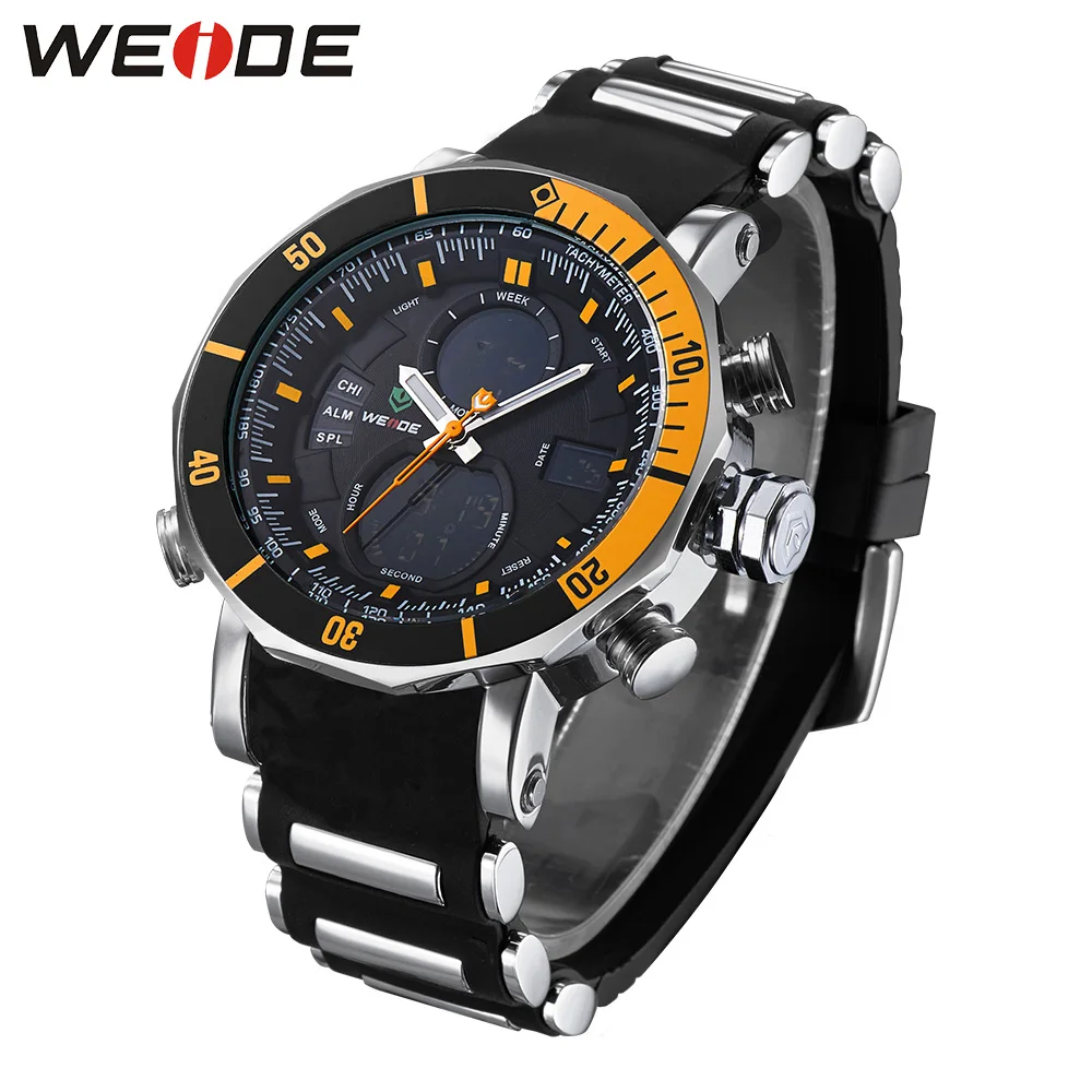 

Weide luxury brand automatic digital watch quartz men sports electronic wrist watches silicon water resistant camping LCD clock