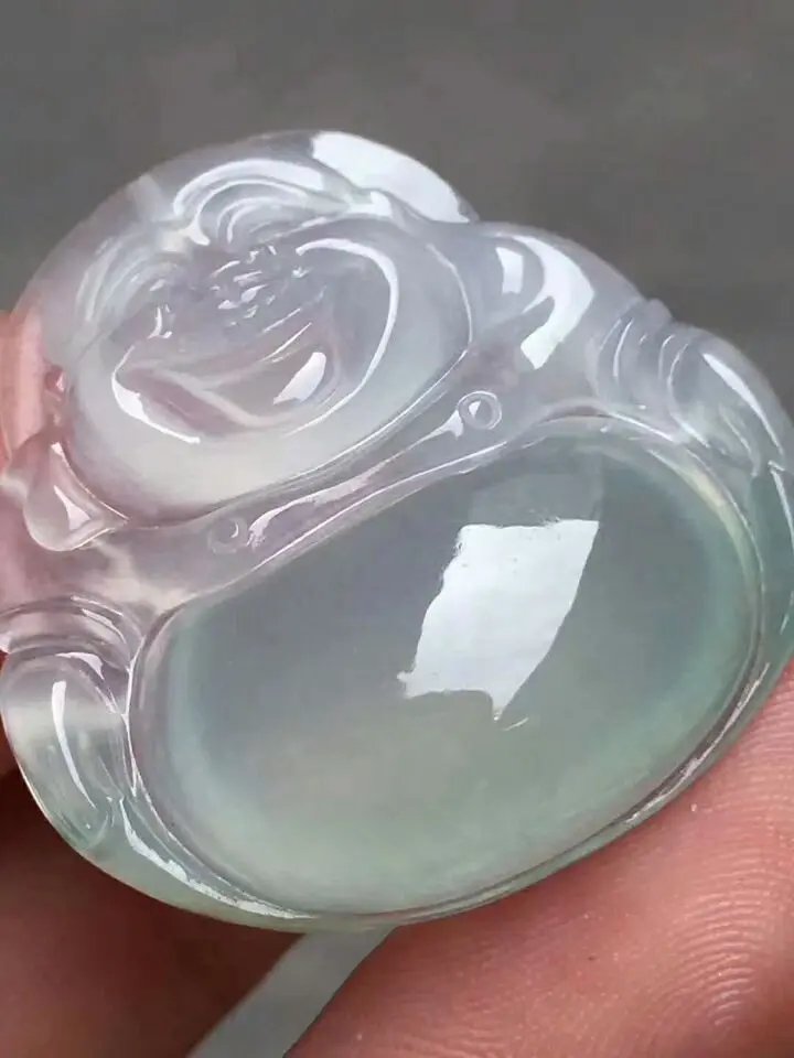

TJP Natural grade A ice myanmar ice jadeite carved Buddha lavender amulet pendants jade with certificate